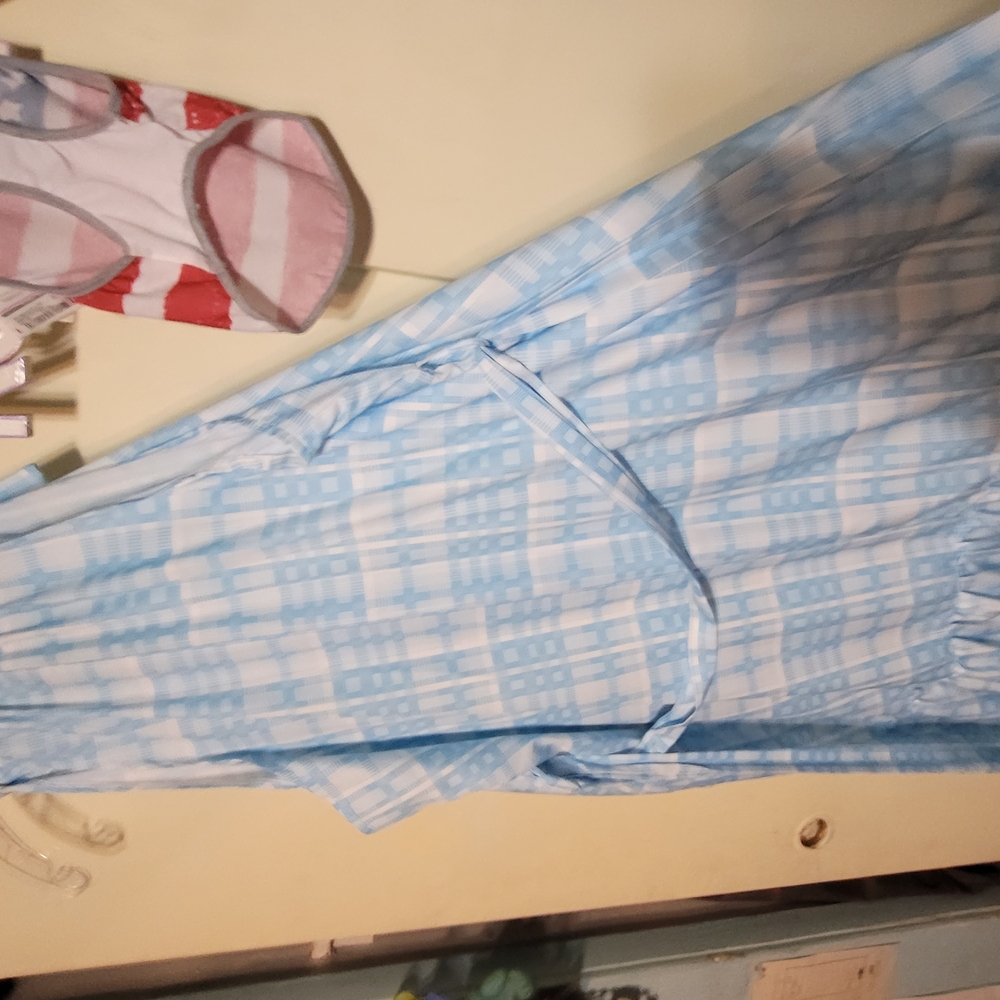 BloomChic Blue and White Plaid Midi Dress - Picture 4 of 14